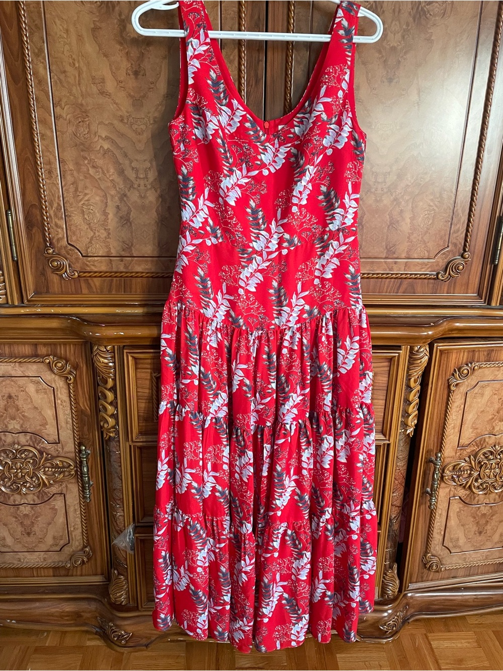 Red Floral Tiered Women's Sundress